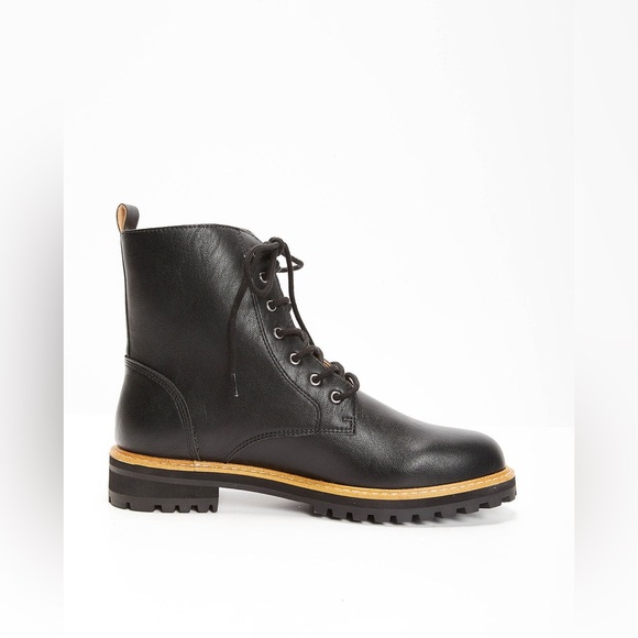 NIB MiiM Drew Vegan Leather Black Moto Lace Up Biker Boots - Picture 4 of 7